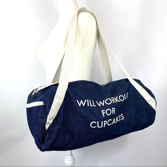 Will Workout For Cupcakes gym bag duffel bag lg - Picture 2 of 16